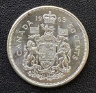 1963 Canada Silver 50-Cent Half Dollar Coin - 80% Silver - Great Condition