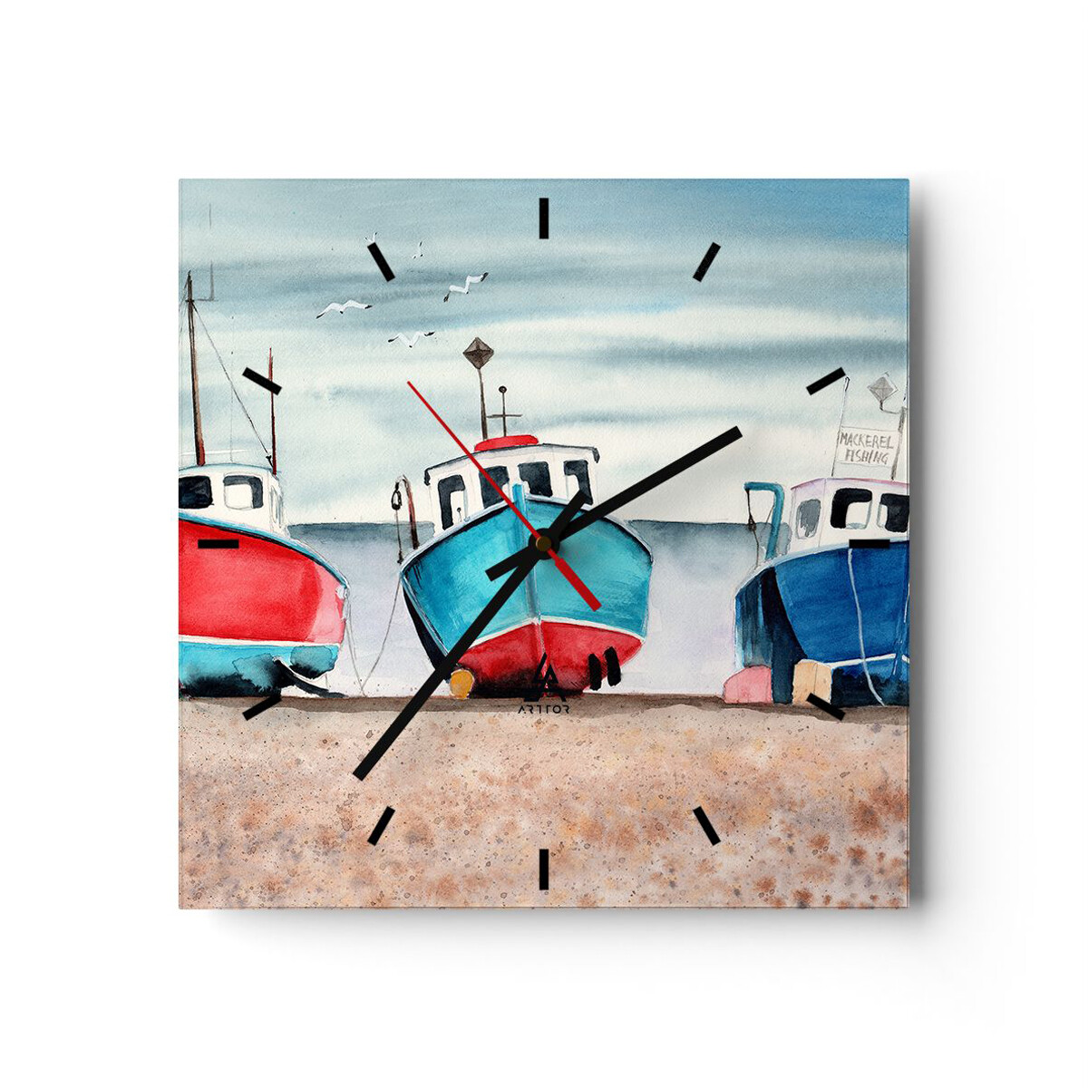 Reloj de Pared 30x30cm Reloj de Vidrio N�utico Playa Cortadores De Pesca