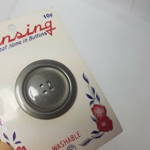 Vintage Lansing Four Hole Button NOS Large Gray Grey Replacement - Picture 2 of 5