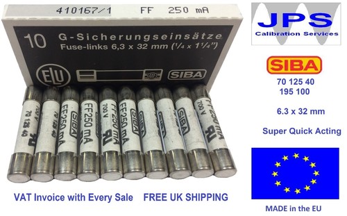 SIBA 70 125 40 Fuse 6.3x32mm Super Fast Acting -Pick Your Rating- type FF Pk5/10 - Picture 11 of 52