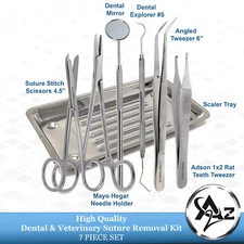 Dental Needle Holder Stitch Scissors Tweezers Veterinary Suture Removal Tool Kit
