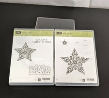 Stampin' Up Retired Bright  Beautiful Rubber Stamps Christmas Card Tag Star