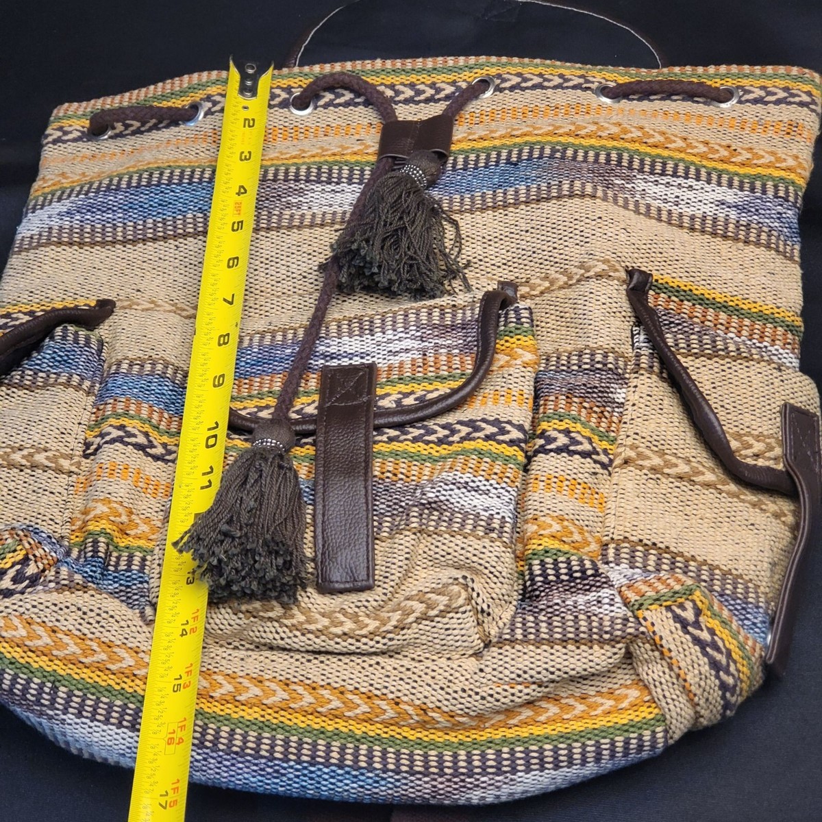 Earthbound Trading Co. Multicolor Woven Boho Backpack Earthbound Trading Backpack Rainbow Woven | Mercari main image 3