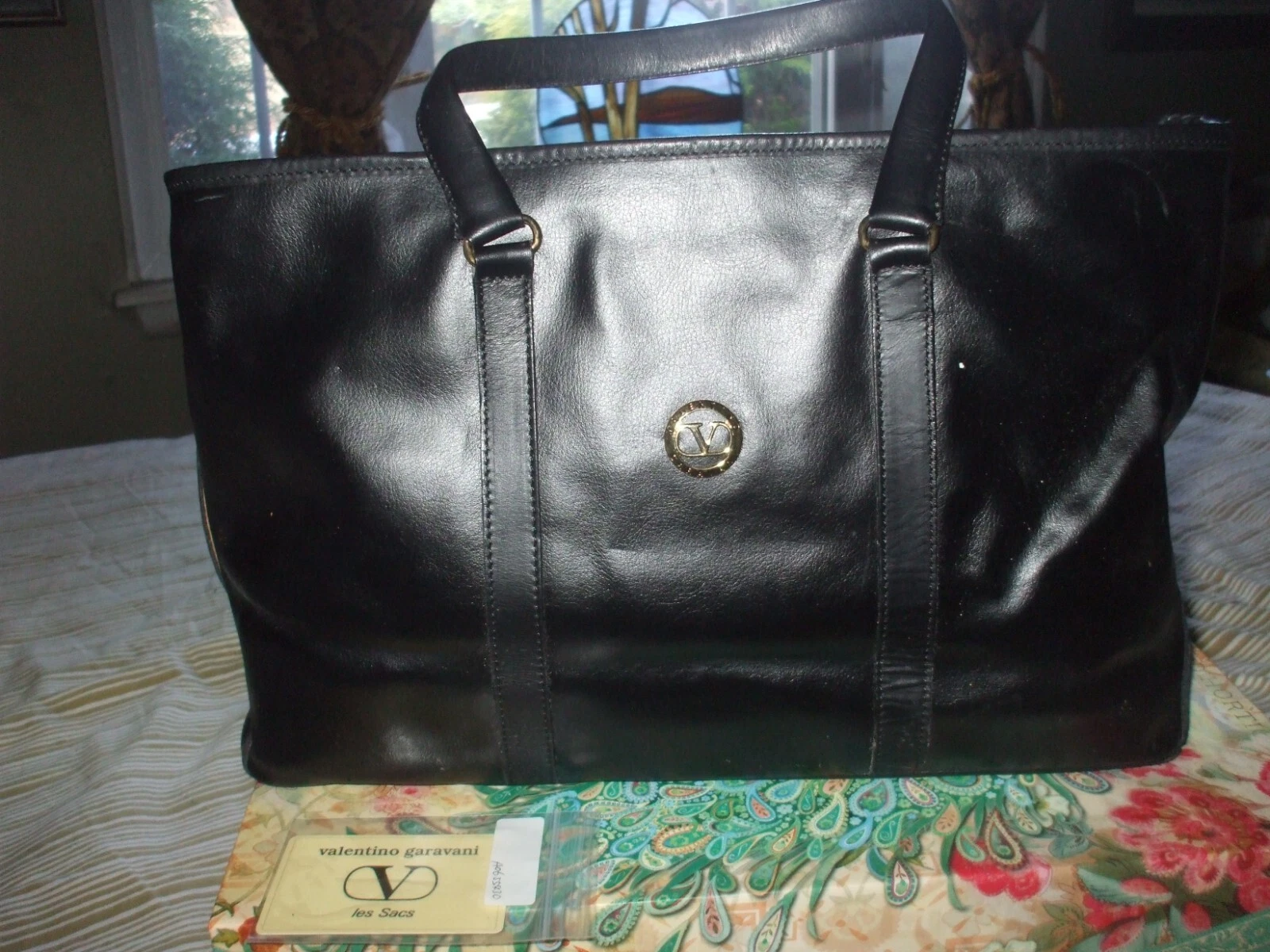 Autentica borsa tote Valentino Garavani in pelle nera borsa da lavoro viaggio