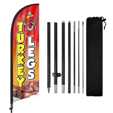 FSFLAG Turkey Legs Swooper Flag 8FT with Pole, Feather Banner for Food Stand Ads
