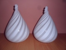 RARISSIMA COPPIA DI BOCCE PER LAMPADE IN VETRO DI MURANO SWIRL TORCHON ANNI  '70