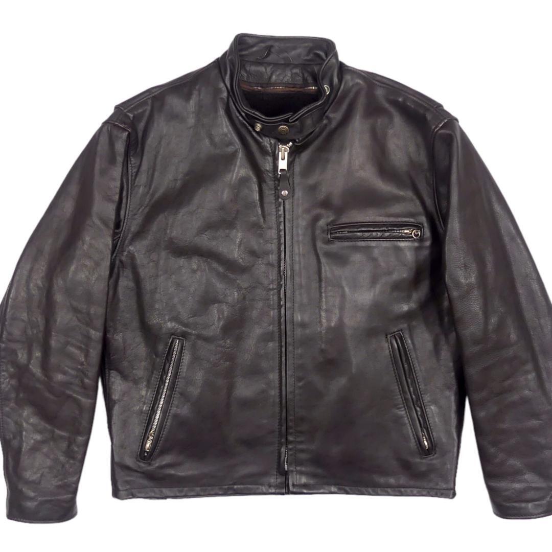 Schott Leather Single Riders Jacket Black Size 42 Men Biker