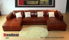 4PC DOUBLE CHAISE SECTIONAL LEATHER SOFA S687 (custom made option available)