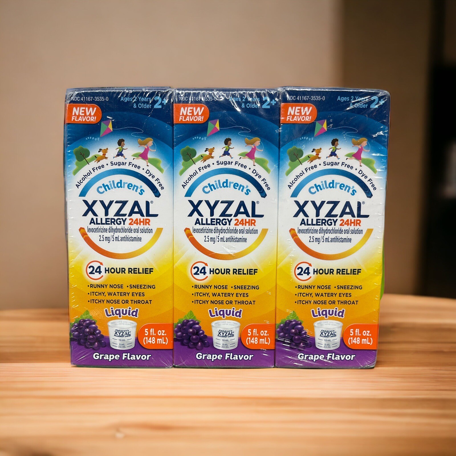 Children's XYZAL Allergy 24HR Grape Liquid 5 fl. oz (3PACK) NEW SEALED