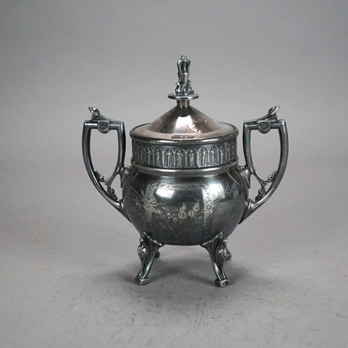 Juego de té enchapado en plata antiguo renacimiento egipcio de ocho piezas C1890 - Imagen 12 de 12