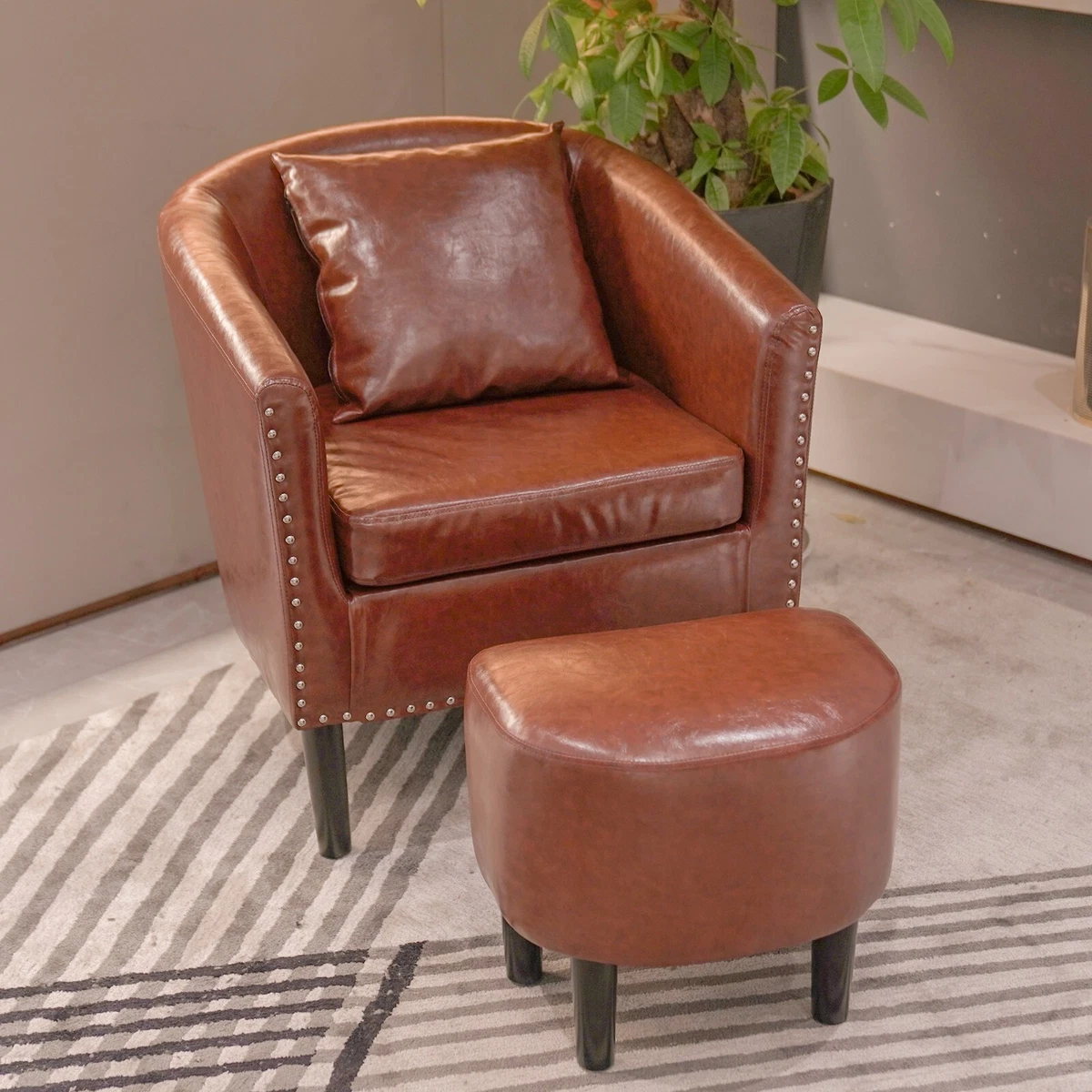 Deep armchair with ottoman sale