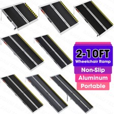 2-10 ft Aluminum Multi-Folding Wheelchair Scooter Mobility Ramp Portable 600 LB