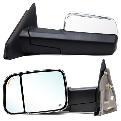 Towing Mirrors Fits 2002-08 1500 03-09 2500 Dodge Ram Power Heated Chrome LH RH