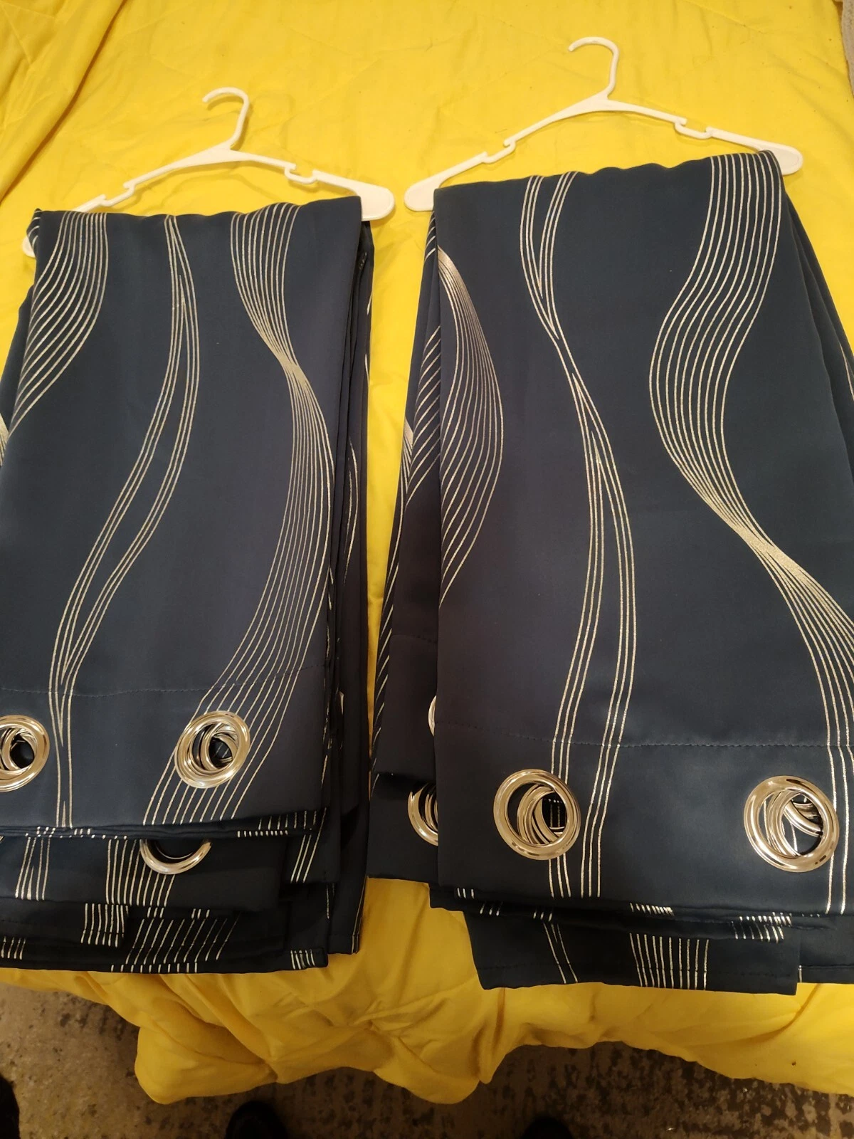 Deconovo Navy & Silver Curtains 6 Panels 42in X 63 In