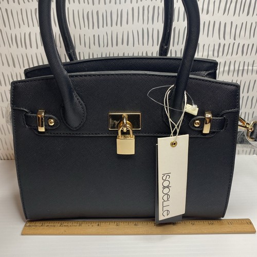 Isabelle PETA Vegan Tote Shoulder Bag Faux Leather Zip Closure NWT Black - Picture 3 of 12