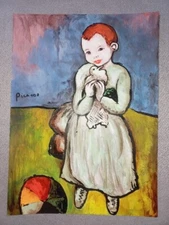 PABLO PICASSO (Handmade) Drawing on Antique Paper Signed and Stamped