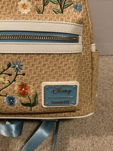 LOUNGEFLY DISNEY MINNIE MOUSE RAFFIA FLORAL BOW MINI BACKPACK ~ TAGS~ BRAND NEW~ - Picture 2 of 7
