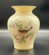 Lenox Vase Serenade Hand Decorated Made In USA Cream Color With Bird 24 K Gold
