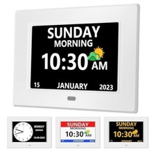7 Inch Clock with Day and Date for Elderly Large Display Digital Clock12 Alarm