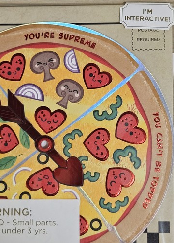 PAPYRUS SPIN THE PIZZA INTERACTIVE VALENTINE'S DAY CARD - Picture 4 of 5
