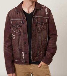 maroon denim jacket mens