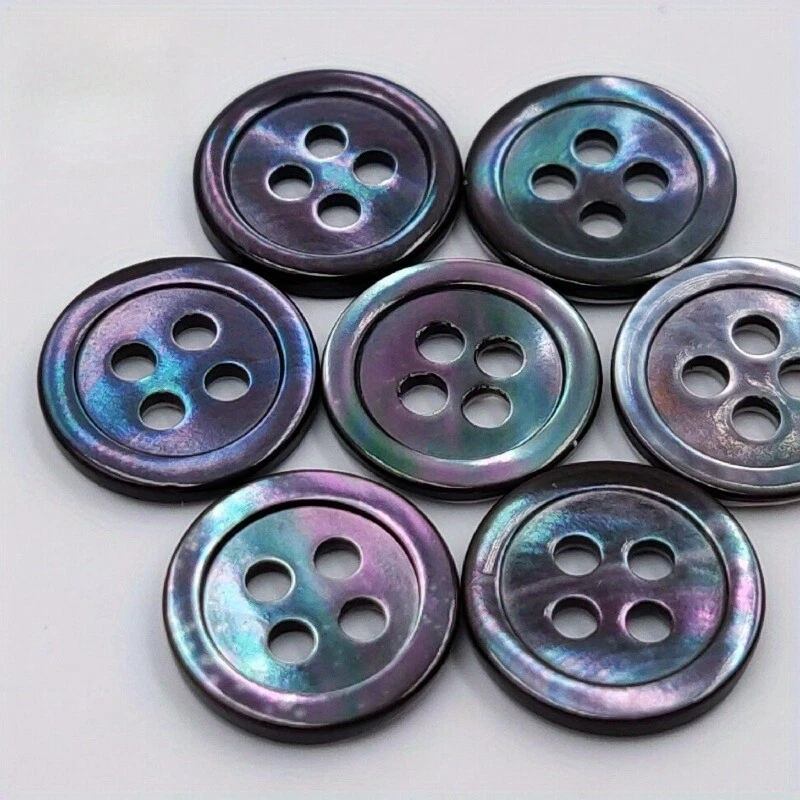 10pcs Natural Shell 4-hole Flat Button Garment DIY Shirt Coat Sewing Craft - Image 2 of 4