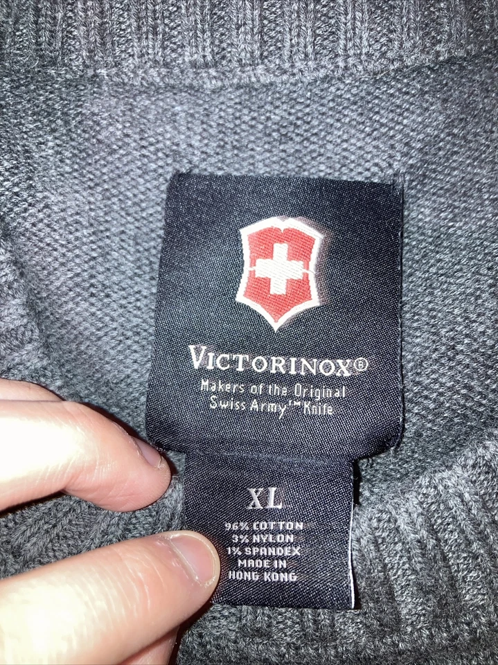 Suéter Victorinox Para Hombre Extra Grande XL Gris Acanalado Cruz Ejército Suizo Tejido De Colección Foto 2 de 4