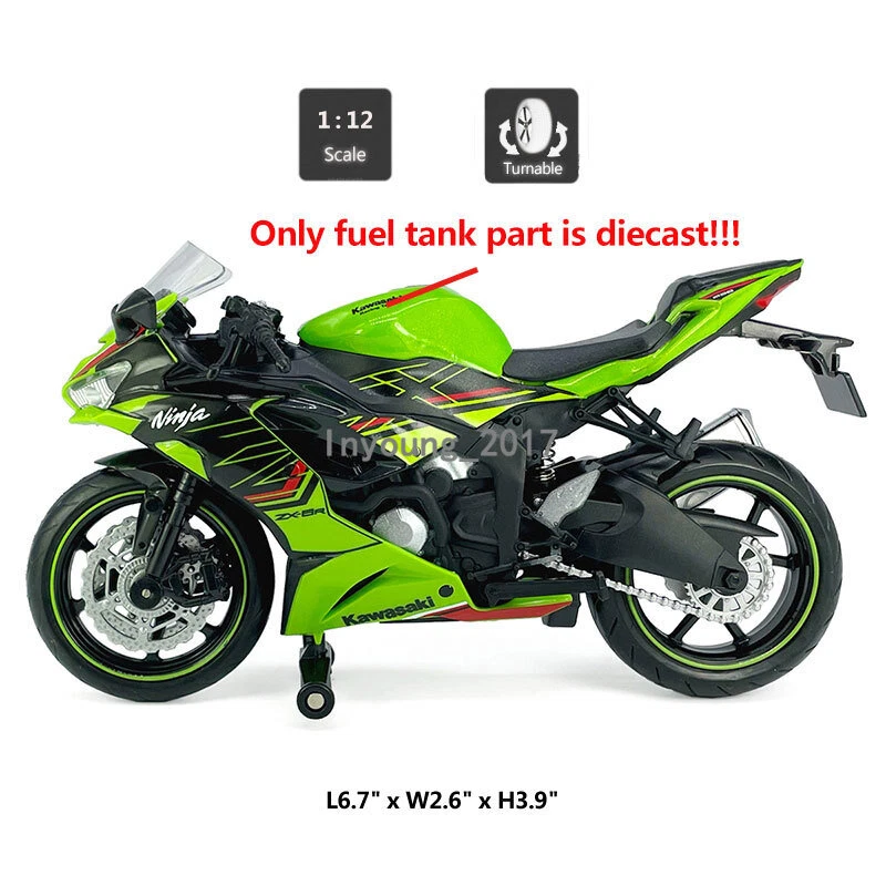 1:12 Kawasaki Ninja ZX-6R 2023 Motorcycle Model Diecast Toy Motorcycles Green - Image 2 of 4