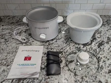 Prepology 2qt Slow Cooker Crock Pot w/magnetic Wrap Chalk & Glass Lid Eggshell