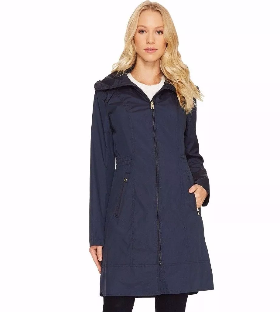 NWT COLE HAAN SIGNATURE SzL SINGLE BREASTED HOOD RAIN JACKET W