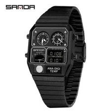 SANDA 3192 Top Men's Youth Casual Square Electronic Watch Multi functional 
