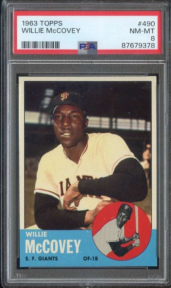 1963 TOPPS #490 WILLIE MCCOVEY PSA 8 GIANTS HOF NICELY CENTERED