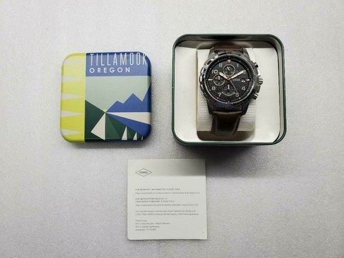 FOSSIL CHRONOGRAPH DATE BLACK DIAL BROWN LEATHER MEN'S WATCH FS4828 PRE ...