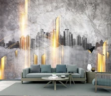 3D Gray City ZHUA42335 Wallpaper Wall Murals Removable Self-adhesive Ann