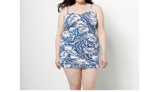 Kim Gravel x Swimsuits For All Skirted 1-Piece Suit Key West Palm Sz 12 A481912