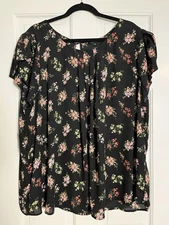 Papermoon Bastille Tulip Sleeve Dark Floral Blouse 3X