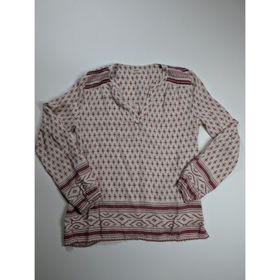 Dylan Riley Blouse Maroon And Ivory Print Size Small