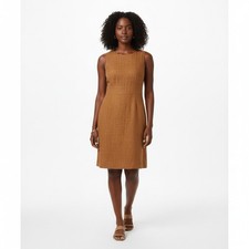 Ann Taylor Linen Blend Sheath Dress Brown Size 10 Sleeveless Career Office