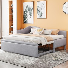 Twin Size L Shaped Upholstered Daybed with Pop Up Trundle Twin to King