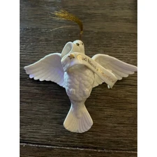 Lenox 2002 Dove of Peace Ornament God Bless America Banner Ivory Fine China 