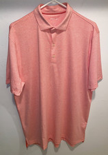 Johnnie O Newton Polo Shirt Mens L Pink White Striped Short Sleeve Performance