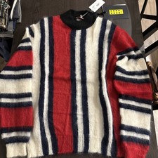 MONCLER GENIUS 2 MONCLER 1952 STRIPED MOHAIR CREW KNIT XXL SWEATER MOCKNECK