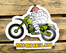 VINTAGE MICHELIN MAN TIRES 12x10" GASOLINE STATION MOTOR OIL PORCELAIN GAS SIGN