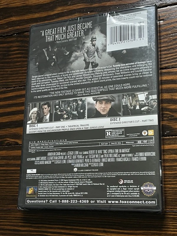 Once Upon a Time in America (DVD) (NEW) - Sergio Leone; Robert De Niro, James .. - Image 2 of 2