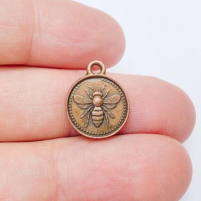 #ad #ad 5 Bee Charms Round Pendant Earring Charms Double Sided 17x13mm G37506 $1.74