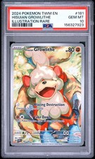 Pokemon TCG PSA 10 Hisuian Growlithe Sv06 Twilight Masquerade 181/167 IR Holo