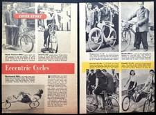 Eccentric Bikes 1949 bicycle pictorial Aero-Cycle~Recumbment~Hand Pump~Tandem+++