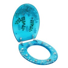 Resin U/V type Toilet Seat Aquarium Seat Blue Sea Fish Shells Shape Toilet Seat 