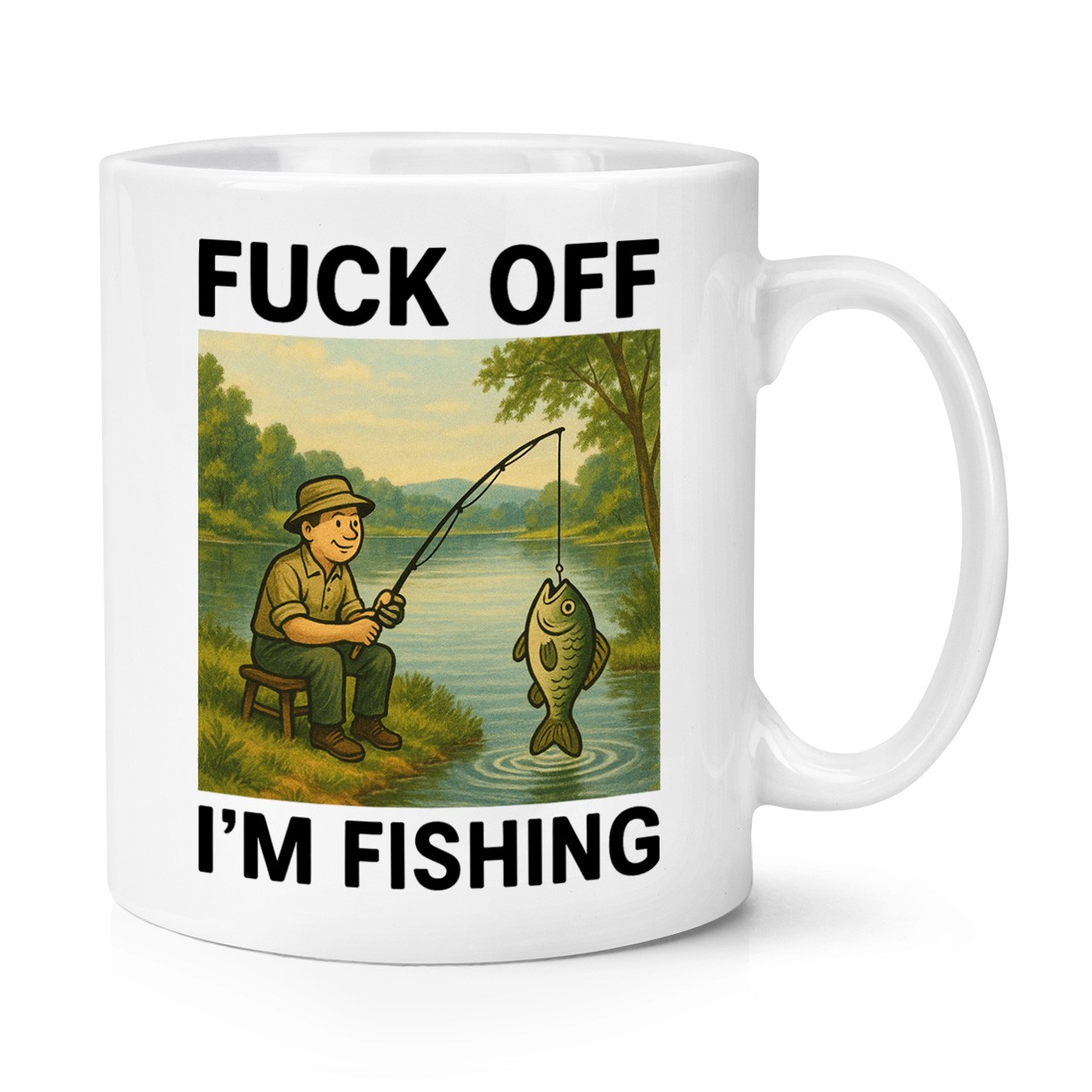 F*ck Off I'm Fishing 10oz Mug Cup Rude Fisherman Grandad Fish Dad Fathers Day
