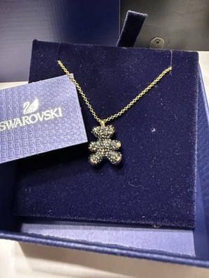 Swarovski Teddy 3D Black Rose Gold Plating Pendant Necklace Authentic COA NEW 
